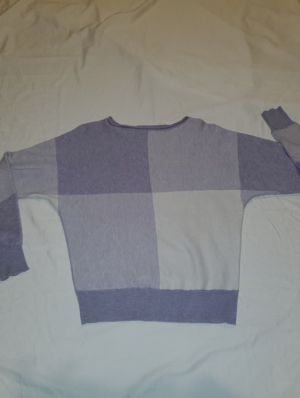 Tahari Lavender and Light Purple Colorblock Crewneck Sweater